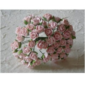 Набір 10 напіввідкритих трояндочок ніжно-рожевого кольору, 8 мм.