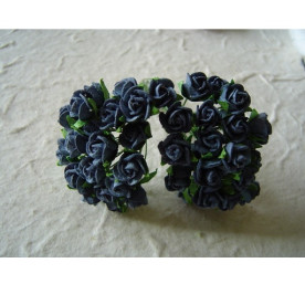 Набір 10 напіввідкритих трояндочок синього кольору, 8 мм.