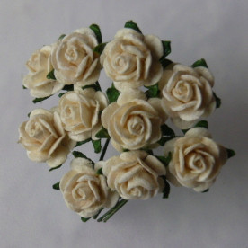 Набор 10 декоративных  роз цвета слоновой кости, 10 мм.