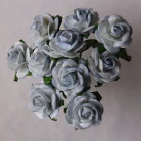 Набор 10 декоративных роз антично-синего цвета, 10 мм.