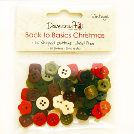 Набір ґудзиків Back to Basics Christmas Vintage - Buttons 60 шт. від Dovecraft
