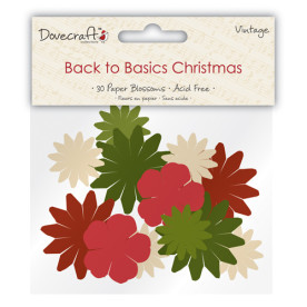 Набір паперових квітів Back to Basics Christmas Vintage - Blossoms від Dovecraft