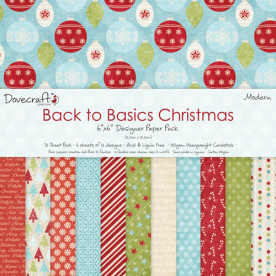 Набір паперу з 24 листів Back to Basics Christmas Modern 15х15 см от Dovecraft