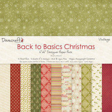 Набор бумаги Back to Basics Christmas Vintage 15х15 см 24 листа от Dovecraft