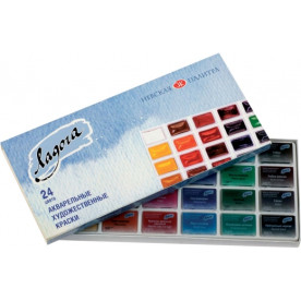 Краски акв. худ. Ладога 24цв., 2,5мл., кюветы, к/к, ЗХК