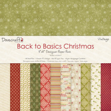 Набор бумаги Back to Basics Christmas Vintage 20х20 см 12 листов от Dovecraft