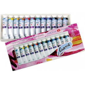 Краски акрил. Ладога 12цв.,18 мл, туба, к/к, ЗХК