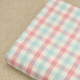 Тканина для рукоділля хлопок "Рожево-блакитна клітка" 50х75 см