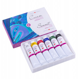 Набір акрилових фарб, Сонет, 6 кол, 46мл в полімерному коррексів в карт кор, ЗХК