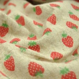 Тканина для рукоділля "Льон з полуничкою" 50х75 см