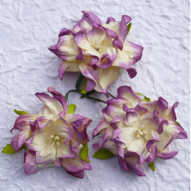 Декоративна квітка гарденії фіолетового і кремового кольору, 7 см