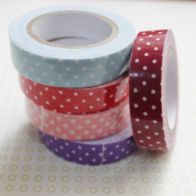 Лента декоративная на клеевой основе, в горошек, бордовая, 5 м, 15 мм.