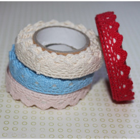 Стрічка на клейовий основі подвійної фігурний край, мереживо, червона, 2,5 м, 20 мм.