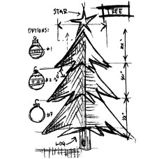 Резиновый штамп Tree Sketch, Tim Holtz, 12,5х9 см