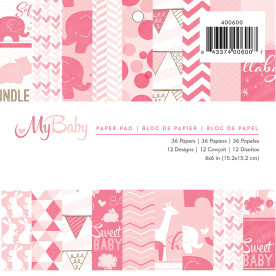 Набір паперу My Baby Girl 18 аркушів, 15х15 см, Imaginisce