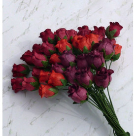 Набір з 5 декоративних бутонів троянд в червоних тонах, 10 мм