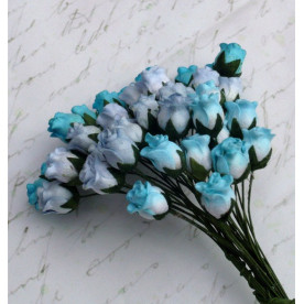 Набір з 5 декоративних бутонів троянд в блакитних тонах, 10 мм