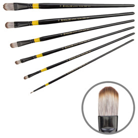 Пензель, Синтетика овальна, Yellow stripe 1017, №22, довга ручка, Kolos