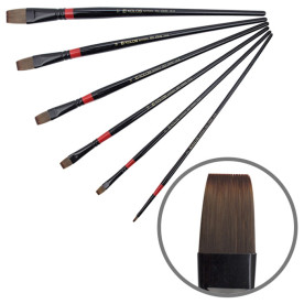 Кисть, Синтетика плоская, Red stripe 1018, № 6, длинная ручка, Kolos