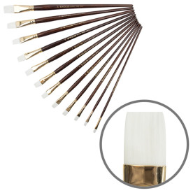 Пензель, Синтетика плоска, Snow 1098F, №16, довга ручка, Kolos