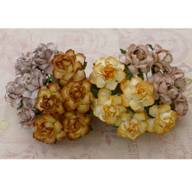 Набор 5 розочек в коричневых тонах, 25 мм