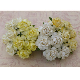 Набор 5 розочек в кремовых тонах, 25 мм