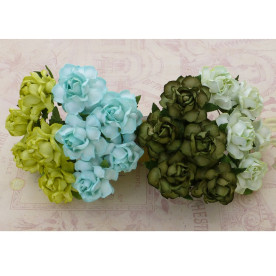 Набір 5 трояндочок в зелених тонах, 25 мм