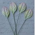 Набір 10 декоративних листочків біло-зеленого кольору розміром 30 мм