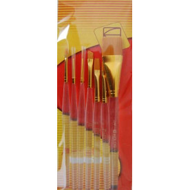 Набір пензлів 7016, синтетика, круг 2 шт, плос 3 шт, кут 1 шт, овал 1 шт, Kolos