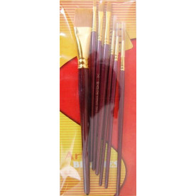 Набір пензлів 7073, синтетика круг 3 шт, плос 3 шт, кут 1 шт, Kolos