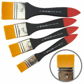 Пензель, Синтетика флейц, Wide 8044, № 40, коротка ручка, Kolos