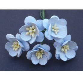 Набір 5 декоративних квіток вишні ніжно-блакитного кольору