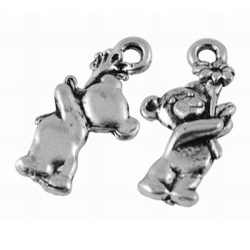 Металева підвіска "Ведмедик", античне срібло, 20х10 мм, 5 шт.