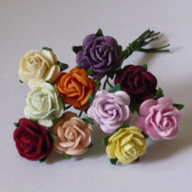 Набір 10 трояндочок 10 мм різних тонів