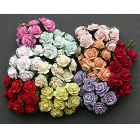Набір 10 трояндочок 15 мм в різних тонах