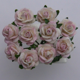 Набір трояндочок 10 шт кремового і рожевого кольорів, 10 мм