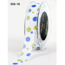 Репсова стрічка Grosgrain Bubble dots синьо-зелена May Arts, 22 мм, 90 см