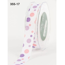 Репсовая лента Grosgrain Bubble dot розово-лавандовая May Arts, 22 мм, 90 см