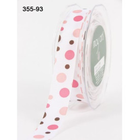 Репсова стрічка Grosgrain Bubble dot рожево-коричнева May Arts, 22 мм, 90 см