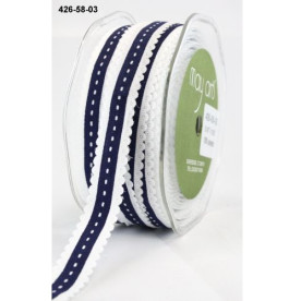 Лента с фигурным краем синего цвета от May Arts, 16 мм, 90 см