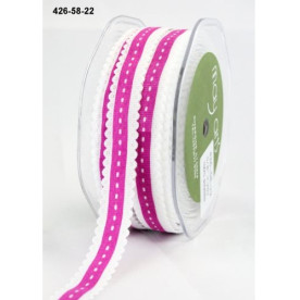 Стрічка з фігурним краєм рожевого кольору від May Arts, 16 мм, 90 см