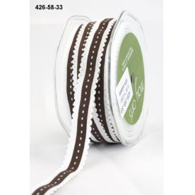 Стрічка з фігурним краєм коричневого кольору від May Arts, 16 мм, 90 см