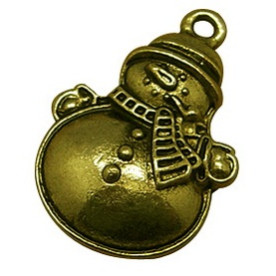 Металева підвіска кольору зістареної бронзи "Сніговик", 25х17 мм, 1 шт