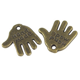 Металева підвіска кольору зістареної бронзи "Зроблено вручну", 12х13 мм, 10 шт