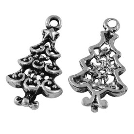 Металева підвіска кольору античного срібла "Ялинка", 24х14 мм, 1 шт