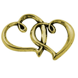 Металева підвіска кольору античного золота "Сердечка", 20х32 мм, 1 шт