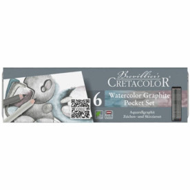 Набор графитных водорастворимых карандашей Aqua Graph 6 шт, металлическая коробка, Cretacolor