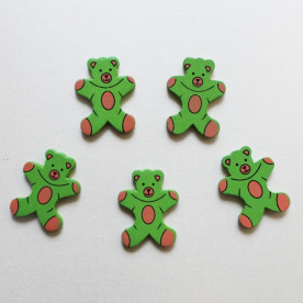 Дерев'яний ведмежа зеленого кольору, висота 34 мм, ширина 28 мм, 1 шт