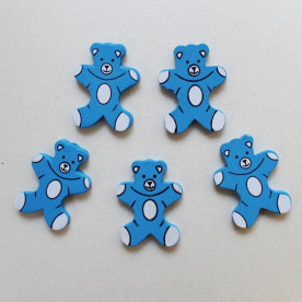 Дерев'яний ведмежа синього кольору, висота 34 мм, ширина 28 мм, 1 шт