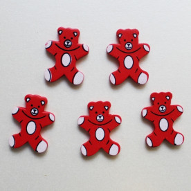 Дерев'яний ведмежа червоного кольору, висота 34 мм, ширина 28 мм, 1 шт